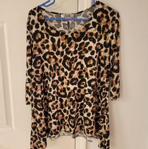 Animal Print Assymetrical 3/4 sleeve top